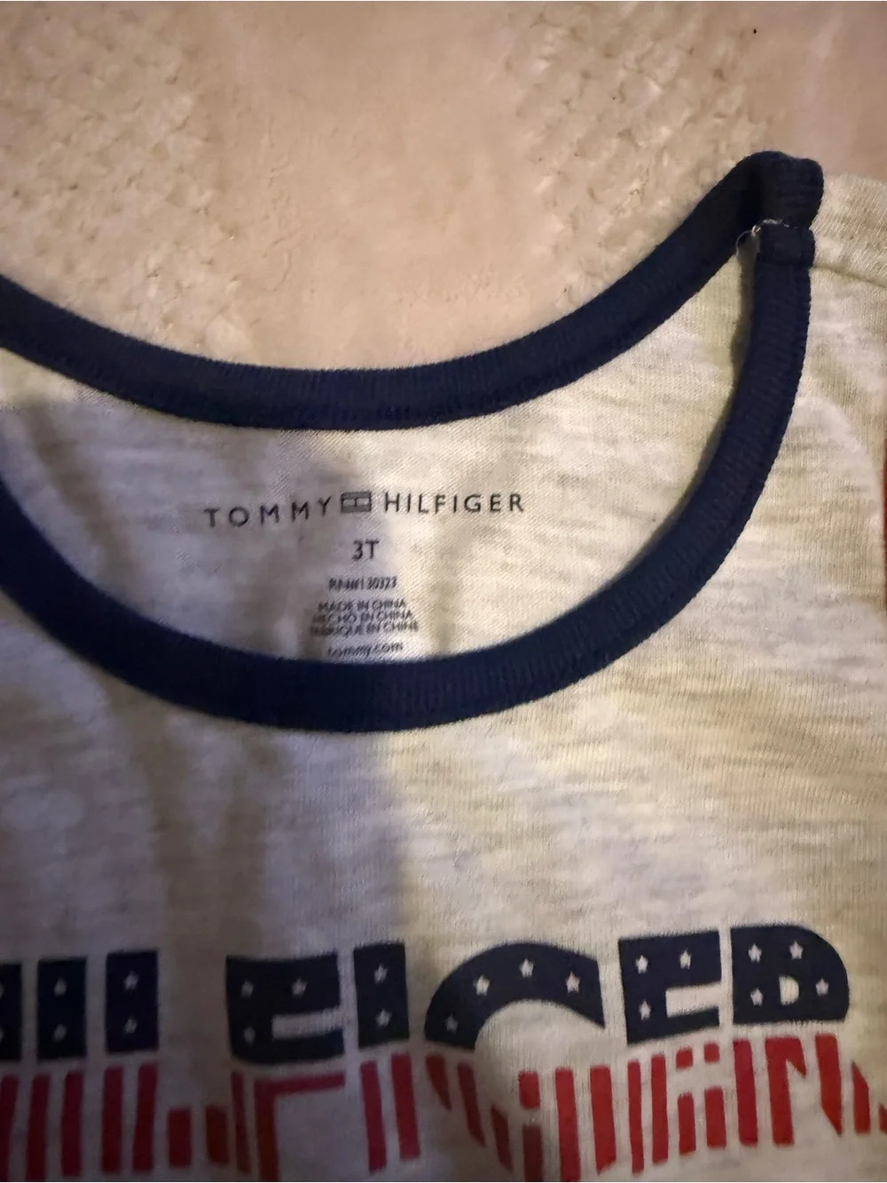 Tommy Hilfiger Navy Shorts with Cream Tank (Red & Blue Trim)